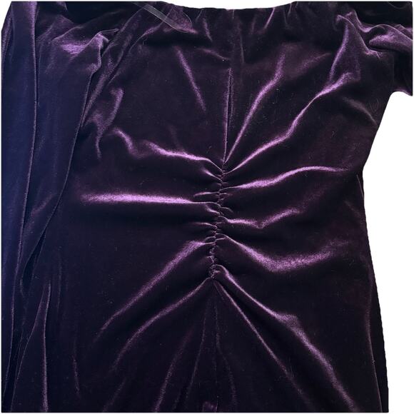 Emerald Sundae Dark Purple Velvet Square Neck Long Sleeve Lined Mini Party Dress - Picture 7 of 9